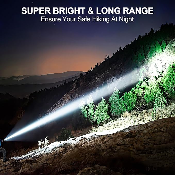 Flashlights High Lumens Rechargeable, Super Bright Long Range Small Powerful Flashlight, 6 Modes LED Tactical Pocket Waterproof Flash Light for Home Emergency (2, Turquoise)