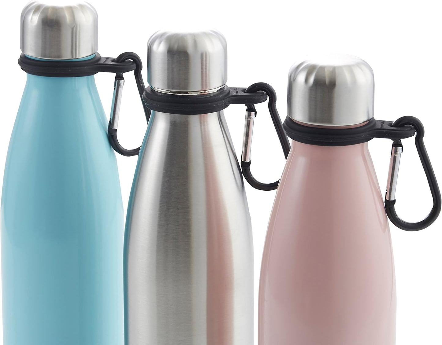 Silicone Water Bottle Carrier with Carabiner (2 Pack)