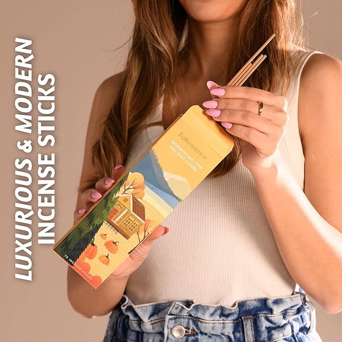 Folkulture Fall Incense Sticks - Pack of 75 Incense Sticks, Natural and Non Toxic Incents for Meditation & Spiritual Practice - Organic Insence-Sticks - Inscents-Sticks, Pumpkin Scented