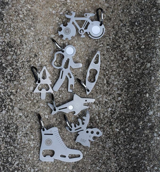 UST Tool-a-Long Multi-Tool Carabiners with Durable, Compact Stainless Steel Construction for Hiking, Kayaking, Camping, Travel and Outdoor Survival