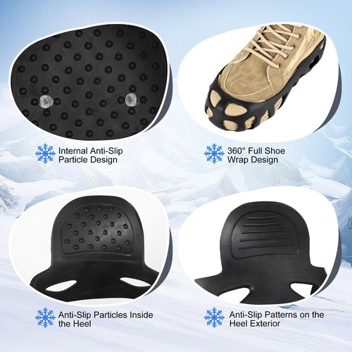 Ice Cleats, Ice Cleats for Shoes and Boots, Crampons for Shoes with 30 Spikes Anti Slip Snow Shoes(Large)