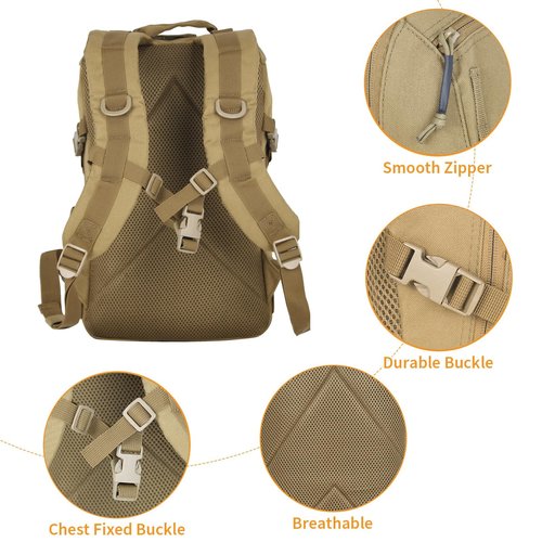 PAIWPHLI Small Tactical Backpack Military Daypack 12L Molle Bag Rucksack Army Daypack for Outdoor,Hiking,Camping,Travel (Tan)