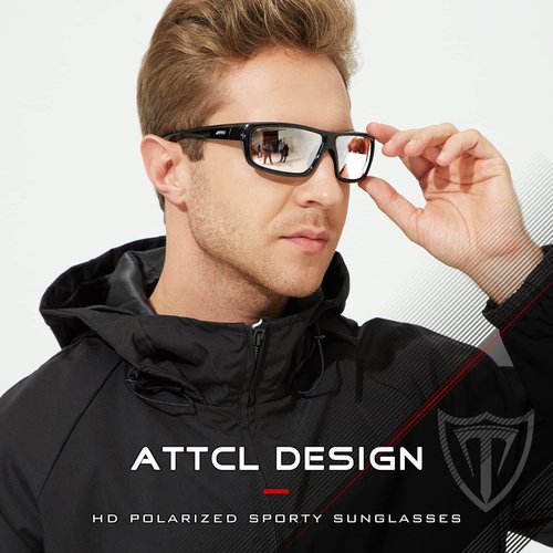 ATTCL Bundle Polarized Wrap Sunglasses For Men+Night Driving Glasses for men:(5001-Silver)+(5001-Night Driving Glasses)