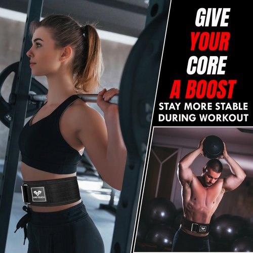 LUXE-TOUCH 4 Inches Nylon Weightlifting Belt with Quick-Release Buckle, Belt for Cross Working out, Bodybuilding, Power Lifting. Deadlift Training Belt, Adjustable Weight Lifting Spine Support (Black, Large (36" -40"))