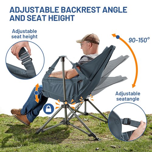 TIMBER RIDGE Hammock Camping Chair, Oversized Swinging Hammock Chair with Adjustable Back and Seat for Outdoor Lawn, Sports, Supports 400lbs, Blue