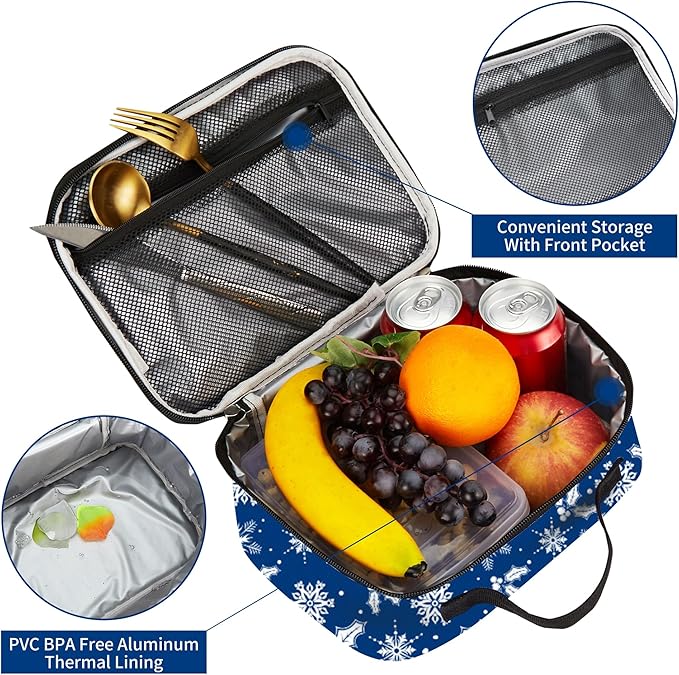 rickyh style Lunch Box with Padded Liner, Spacious Insulated Lunch Bag Durable Thermal Lunch Cooler Pack with Strap for Men Women Boys Girls Adults School Sports Beach Picnic Work Camp,2 Pocket