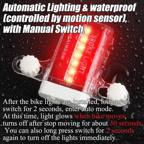 DAWAY LED Bike Wheel Lights - A12 Waterproof Cool Bicycle Tire Light, Safety Spoke Lights for Kids Boys Girls Men Women, 30 Fun Bright Patterns, Auto & Manual Dual Switch, with Battery