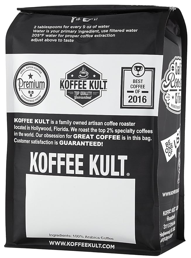 Koffee Kult Thunder Bolt Dark French Roast Whole Bean Coffee Small Batch 100% Arabica Gourmet Blend, Bold and Well Balanced 32oz Resealable Package