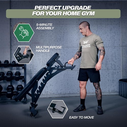 MAJOR FITNESS Adjustable Weight Bench (Elite Version) - 1300LBS Capacity, 32 Positions for Strength Training, Bench Press, and Full-Body Workouts for Home or Garage Gym, Black