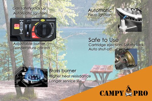 Campy Pro 2-Burner Butane Camping Stove – Portable Outdoor Gas Grill with Carrying Case for BBQ, RV, Picnic, Tailgating, and Camping Cooking