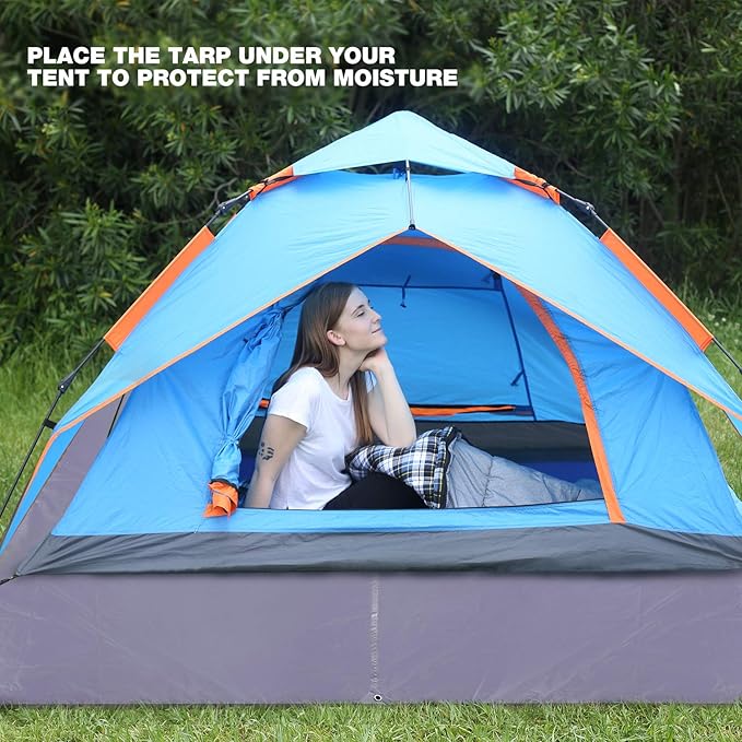 REDCAMP Large Waterproof Camping Tarp Lightweight, Multifunctional Insulated Tent Footprint for Camping Hiking Backpacking, Grey 106"x83"