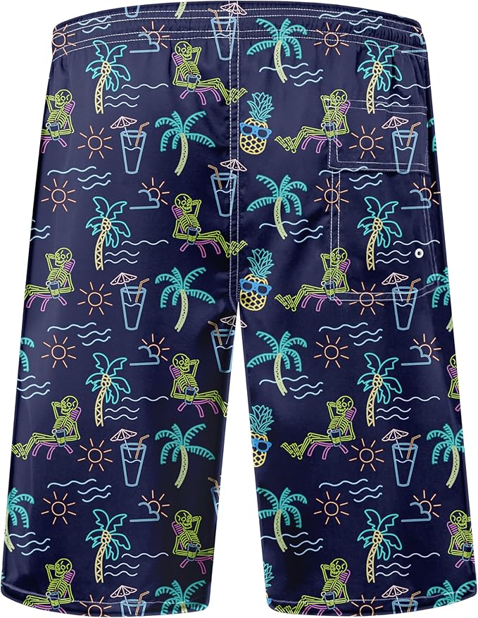 Mens Swim Trunks Quick Dry Board Shorts with Mesh Lining, Breathable Surf Beach Shorts Swimwear Bathing Suits