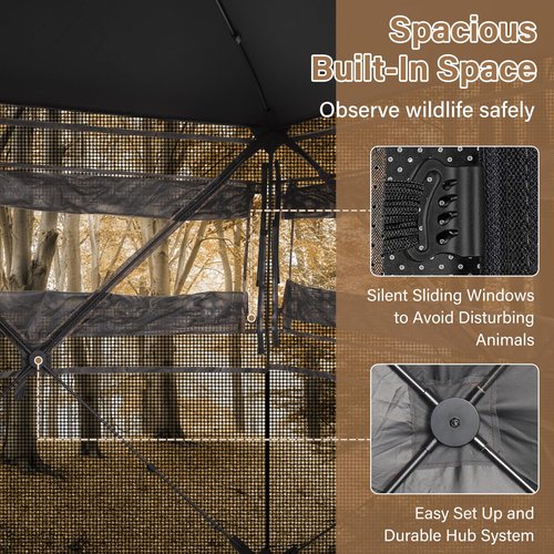 ANWEOR 360 Degree See Through Hunting Blind 3-4 Person Easy Pop Up Ground Blinds with Carrying Bag Portable Resilient Hunting Blind for Deer Hunting Turkey Hunting