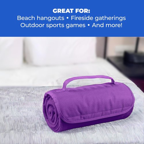 Gifts by Design 25 Ct of Roll-Up Blankets for Camping, Travel, Outdoors, Beach, Picnics – Hunter Green – Hook + Loop Closure for Easy Use in Cars & on Airplanes – Customizable for Promotions & Events