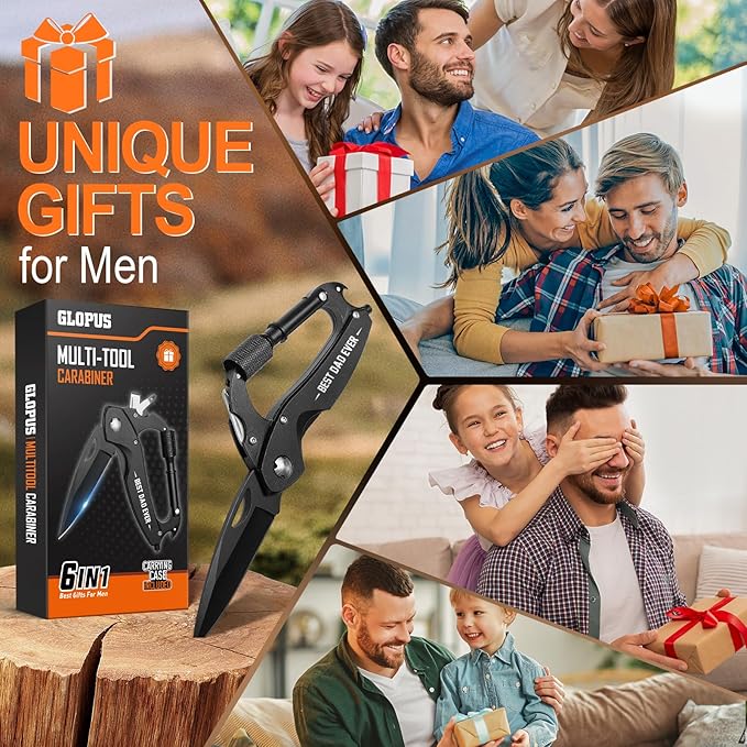 Fathers Day Dad Gifts from Daughter Son, Multitool Carabiner With "Best Dad Ever", Birthday Gifts for Dad Him Husband Boyfriend, Cool Gadgets for Men, Tactical Survival Gear for Camping And Hiking