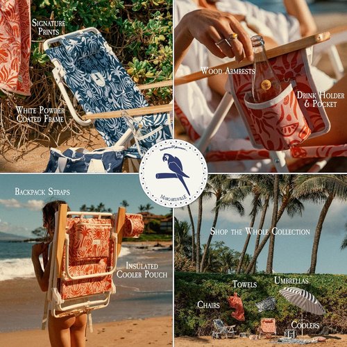 Business & Pleasure Co. Margaritaville Manana Backpack Beach Chair Lay Flat Reclining, Lightweight & Portable, Insulated Cooler Pocket, Last Mango Green Marg