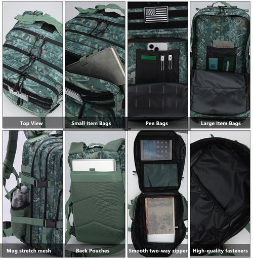 BAIXINGBAGS 45L Large Travel backpack for men Military Backpack with DIY System for Travel, gym,camo backpack,Work,Camping,Hunting,Hiking,Sports,Tactical