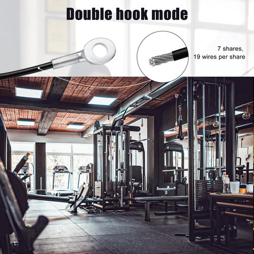 NQEUEPN 98in Fitness Pulley Cable, Home Gym Replacement Cables Pulley System Gym Heavy Duty Fitness Steel Wire Rope for Pulley Machine Accessories Home Gym (Fixed Style)