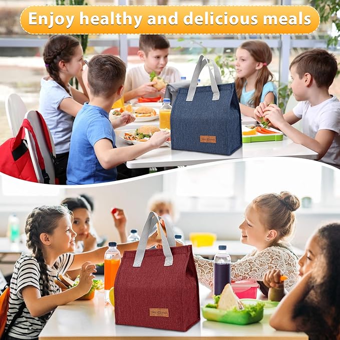 24 Pack Lunch Bags Bulk,Insulated Reusable Lunch Bags with Aluminum for Women Men,Leakproof Tote Large Lunch Box for Office,Work,Beach or Travel,Black