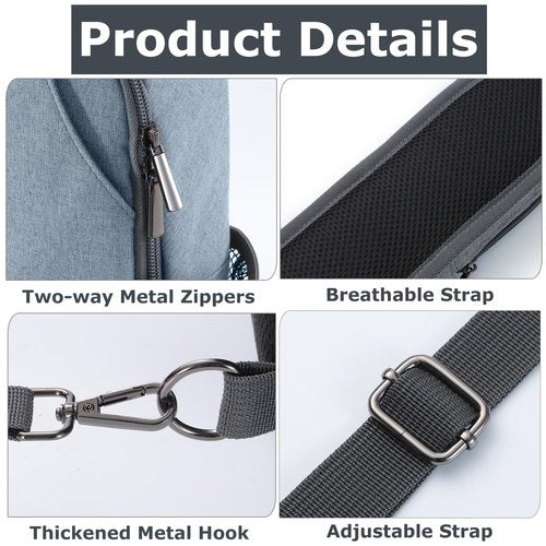 Keanoo Sling Backpack, Crossbody Bag Large Sling Bag RFID with Water Bottle Holder Phone Holder Travelling Hiking Daypack (Light Gray)