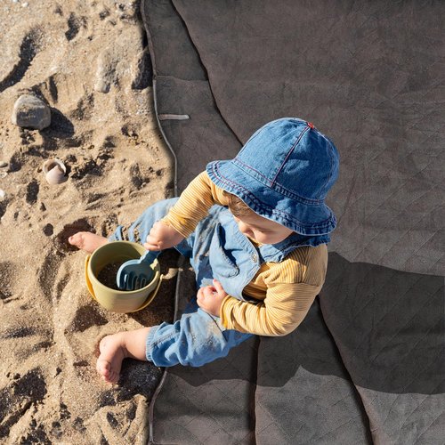 NiKiBysh Large Outdoor Blanket Waterproof Quilted,Thick Warm Fleece Blanket for Stadium Camping Picnics Beaches Pets Sports - Sandproof Windproof Washable Portable - Black