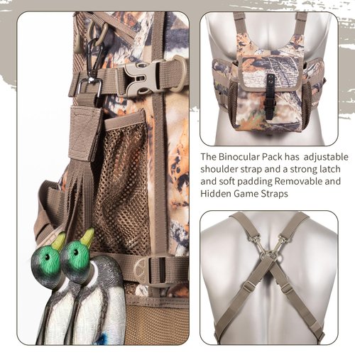 ALLBLESSED Waterproof Hunting Backpack with Binocular Harness Chest Pack for Gun and Bow Holder duck hunting accessories