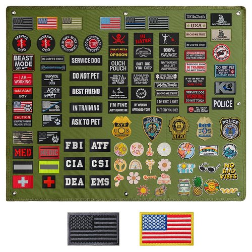 AXEN Tactical Patch Display Panel Holder Board, Military Patches Display Organizer for Collection Army Combat Morale Emblems, Green Middle Size