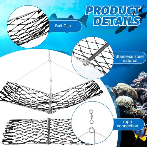 Arrowbash 3 Set Castable Crab Trap with Red Gauge and Bait Clip Foldable Crab Trap Snare Crabbing Net Equipment for Crabbing Lobster Fish