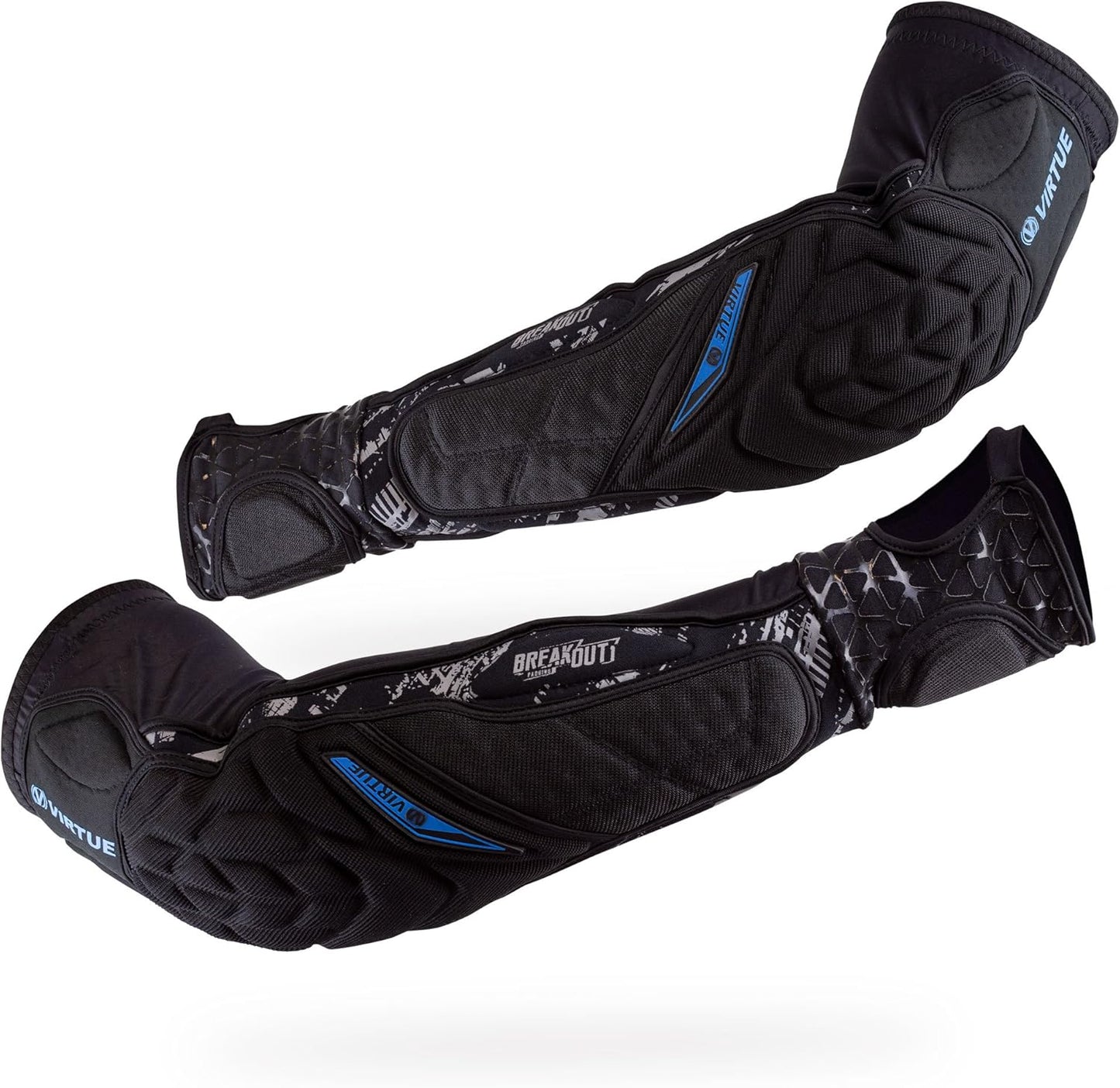 VIRTUE Breakout Elbow and Forearm Pads - Lightweight Multi-Sports Protective Arm Pads with Moisture Wicking Compression Sleeve Liner and High Density 3D Molded Foam for High Impact Protection - Black