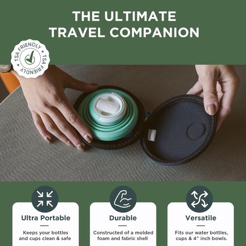 HYDAWAY Pocket Pint - 16oz Collapsible Silicone Cup with Stainless Steel Rim and Protective Travel Case - Reusable, Compact Drinkware for Camping, Festivals, and Everyday Use