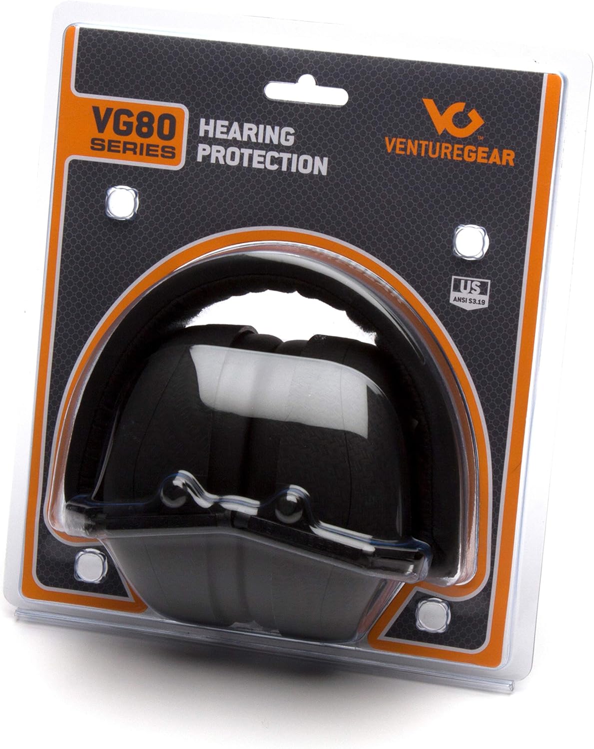 Venture Gear VG80 Series Adult Hearing Protection Earmuff, Hi Vis Orange, VG Clamshell (Model: VGPM8041C)