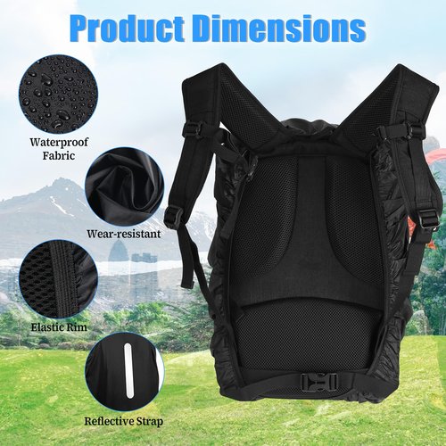 Waterproof Backpack Rain Cover with Reflective Strip, Portable Anti Slip Rain Cover for Backpack, Waterproof Ultralight Backpack Cover for Hiking, Camping, Traveling (26-40L)