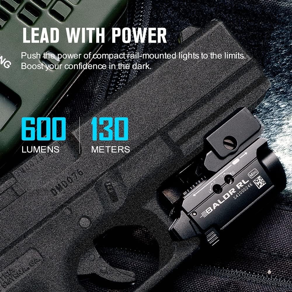 OLIGHT PL-Mini 2 Valkyrie 600 Lumens Magnetic USB Rechargeable Compact Hunting Gear with Adjustable Rail, High Performance CW LED Flashlight with Built-in Battery