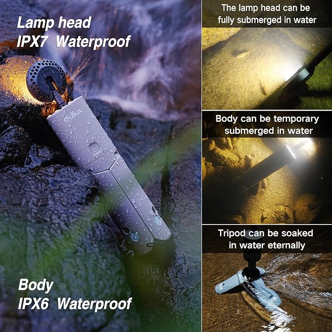 Camping Light Telescopic, Collapsible Magnetic Camping Lantern with 12000mAh Battery, Telescoping IPX6/IPX7 Waterproof Flashlights, Camping Lamp for Emergency, Camping, Hiking (Military Green)