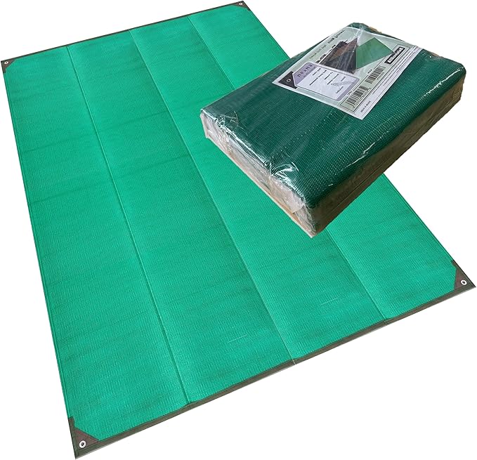 BalajeesUSA Outdoor Rug - 9x12 Green, Reversible Awning mats,Outdoor Patio Rugs Clearance, Waterproof Large RV Camper Rug 7223
