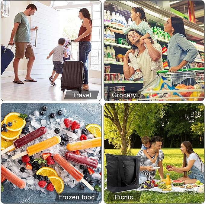 BeeGreen Insulated Cooler Bag Leakproof Freezer Shopping Tote for Groceries Thermal Food Delivery Bag