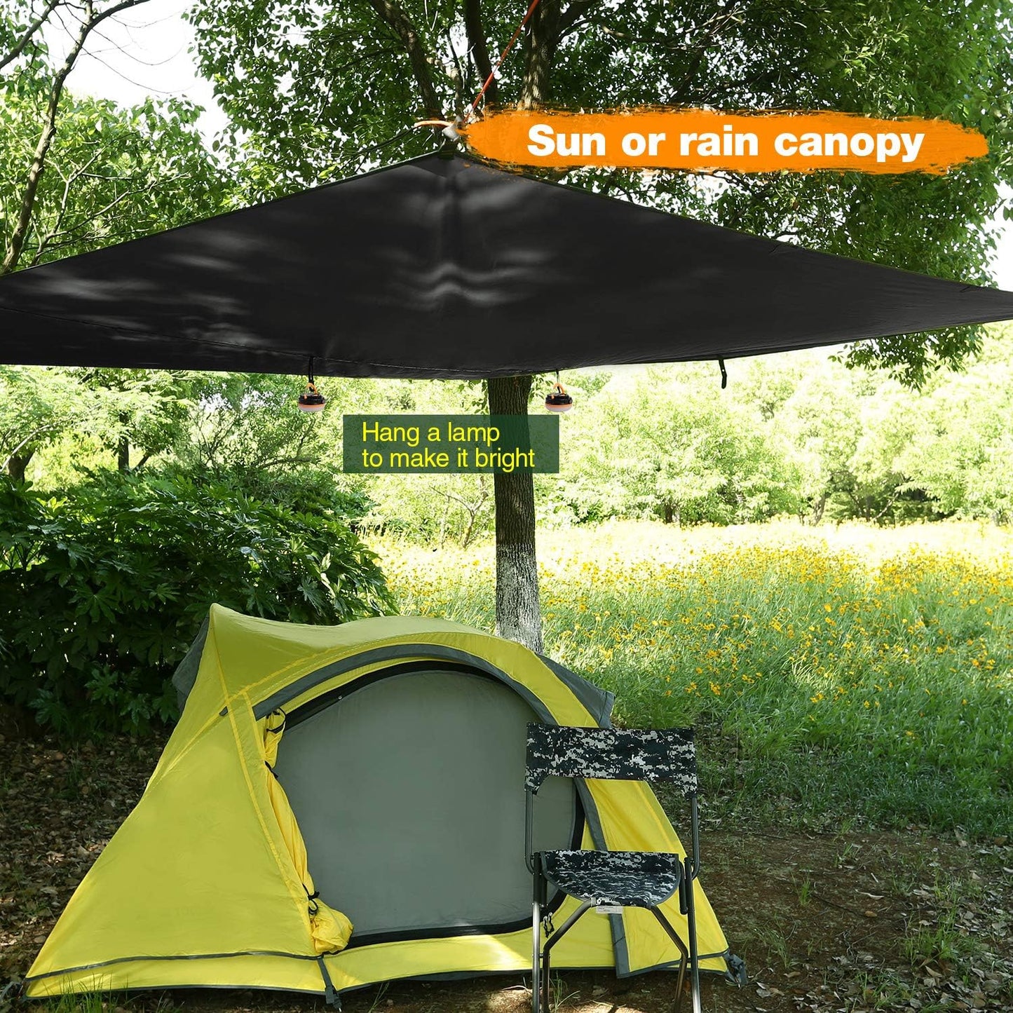 REDCAMP Hammock Rain Fly Camping Tarp Waterproof, 10x10ft Lightweight Backpacking Rain Tarp Shelter for Hiking Outdoor, Green