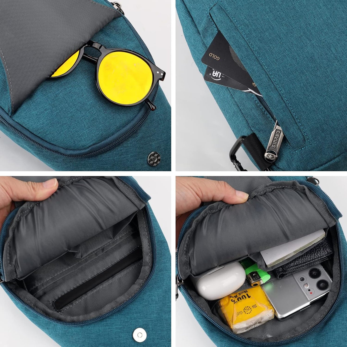 WATERFLY Small Crossbody Sling Backpack Anti Theft Backpack for Traveling Chest Bags for Men&Women Multipurpose Casual Daypack Hiking Shoulder Bag (Black)