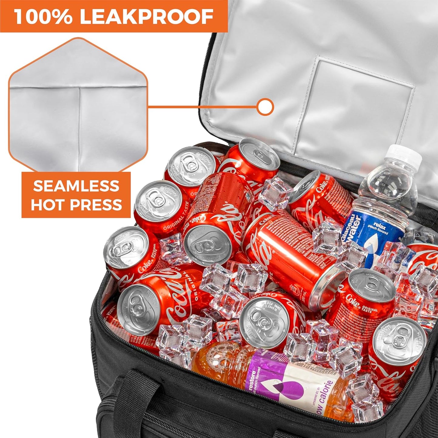 OPUX Soft Cooler Bag, Insulated Collapsible Lunch Cooler Bag for Men Work Camping Beach Travel, Portable Soft Sided Leakproof Waterproof Large Lunch Bag Box with Shoulder Strap 18 Cans, Heather Navy