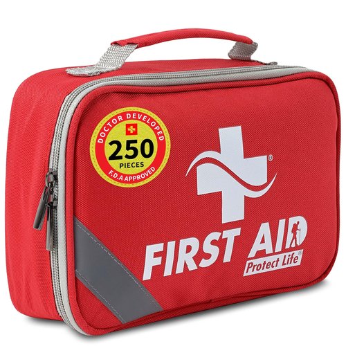 Protect Life First Aid Kit for Home & Business, 250 Pcs - Emergency Medical Kit for Camping & Hiking