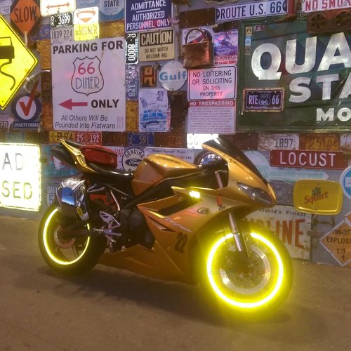 High-Intensity Yellow Reflective Safety Rim Tapes for All Vehicles - Custom Fit 17” SportsBike