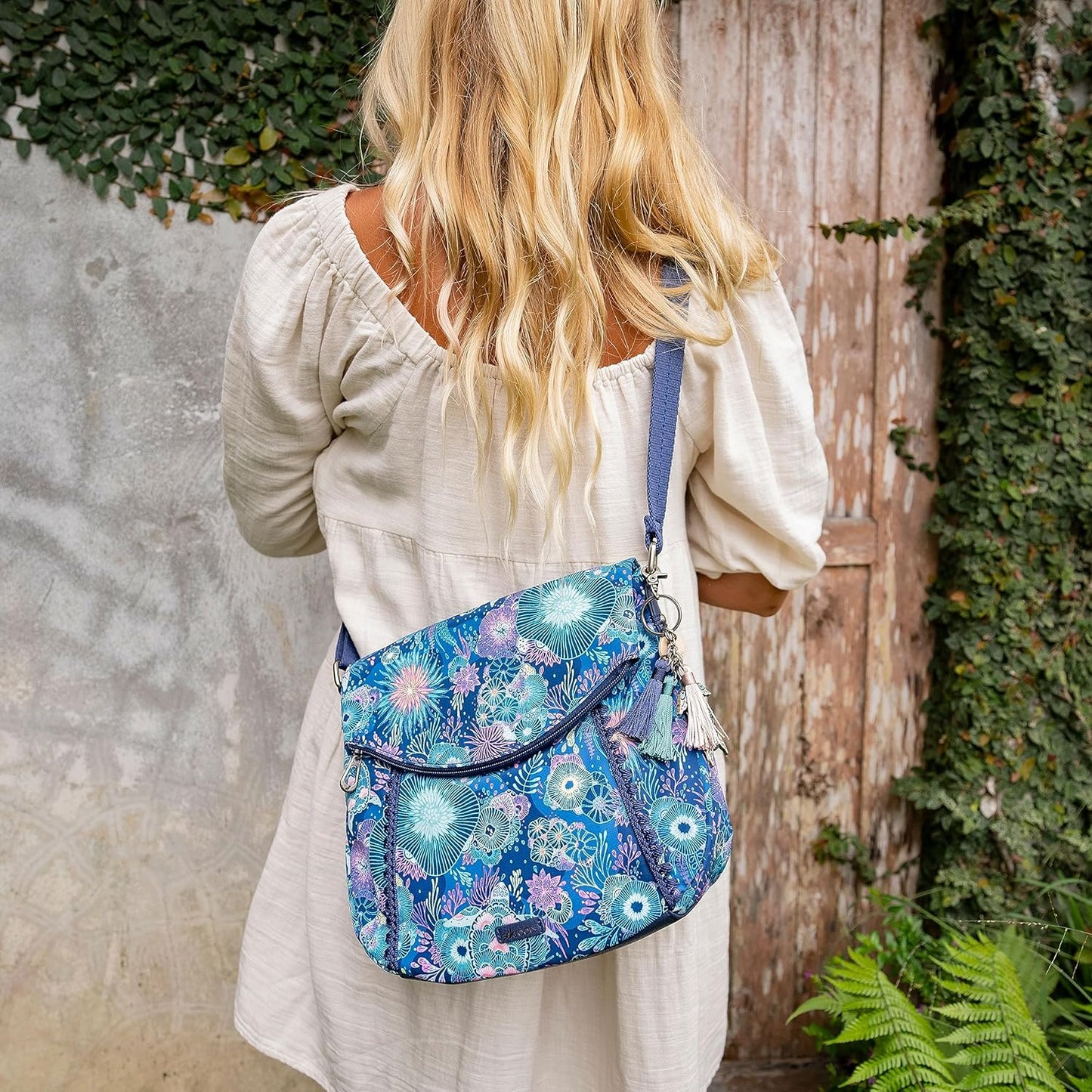 Sakroots Foldover Crossbody Purse - Women's Handbag For Everyday & Travel - Cross Body With Adjustable Shoulder Strap