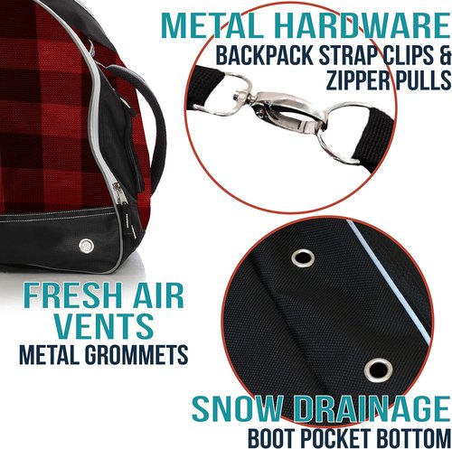 Athletico Ski Boot Bag – Skiing and Snowboarding Travel Luggage – Stores Gear Including Jacket, Helmet, Goggles, Gloves & Accessories – Venting and Grommets for Snow Drainage