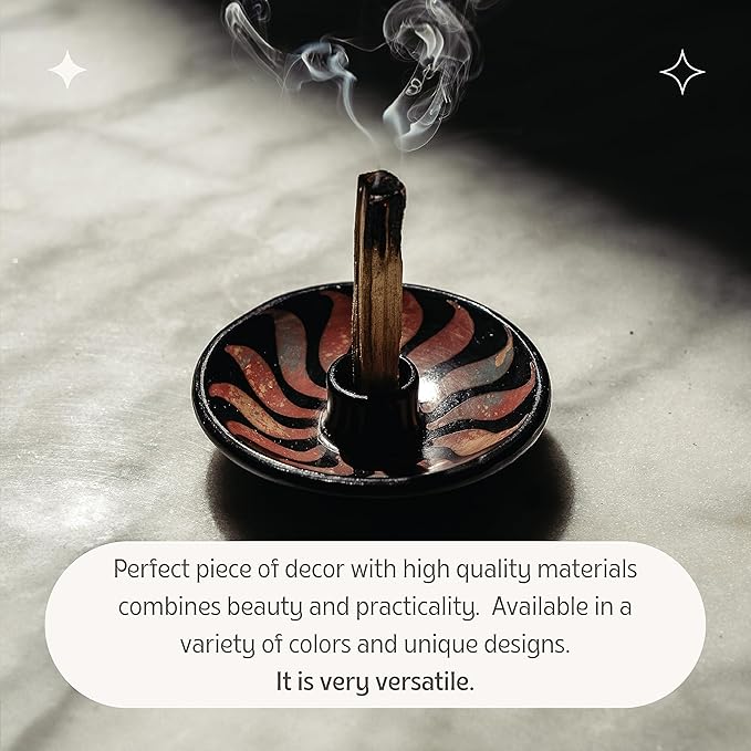 Luna Sundara Authentic Peru Pottery Palo Santo Stick Holder and Incense Holder Includes 5 Palo Santo Sticks Handmade Ceramic Smudge Bowl Sage Holder Palo Santo Holder (Red)
