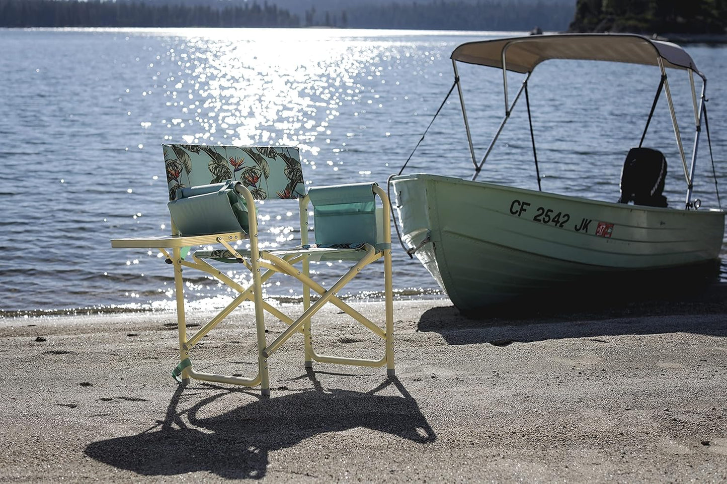 Picnic TIME Outdoor Directors Chair with Side Table, Beach Chair for Adults, Camping Chair with Table