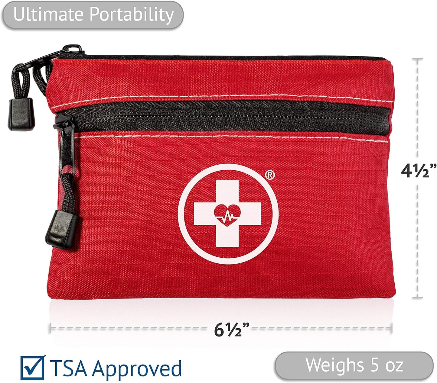 Swiss Safe 2-in-1 First Aid Kit for Car, Travel & Home, Businesses - Bonus Mini Kit for Medical Emergency Aid, Survival, Camping - 64 Piece, Travel FAK