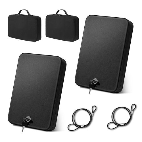 Sgorlds Pistol Safe, Portable Travel Car Gun Safe, 2 Pack-2 Handgun Lock Box Safe with Handbag, Gun Safes for Car, Home, Travel, 11.5" x7.5" x2.5", Black