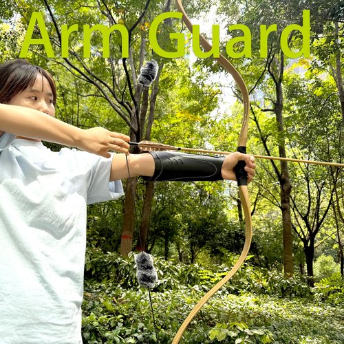 Luoyer Archery Arm Guard with Adjustable Strap Traditional Armguard Forearm Protector Medieval Arm Bracer PU Leather Protective Archery Gear for Recurve Bow Longbow Men/Women (Black)