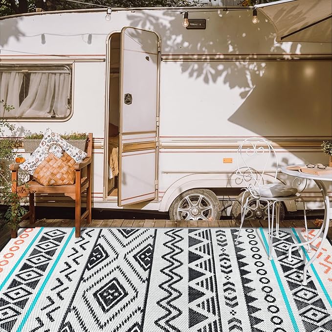 Outdoor Rugs Patio Camping Waterproof - 5x8 Plastic Straw Patio Rug Portable for Campers, Outside RVs Mat, Outdoor Area Carpet for Patios Clearance, Backyard Porch, Balcony, Picnic