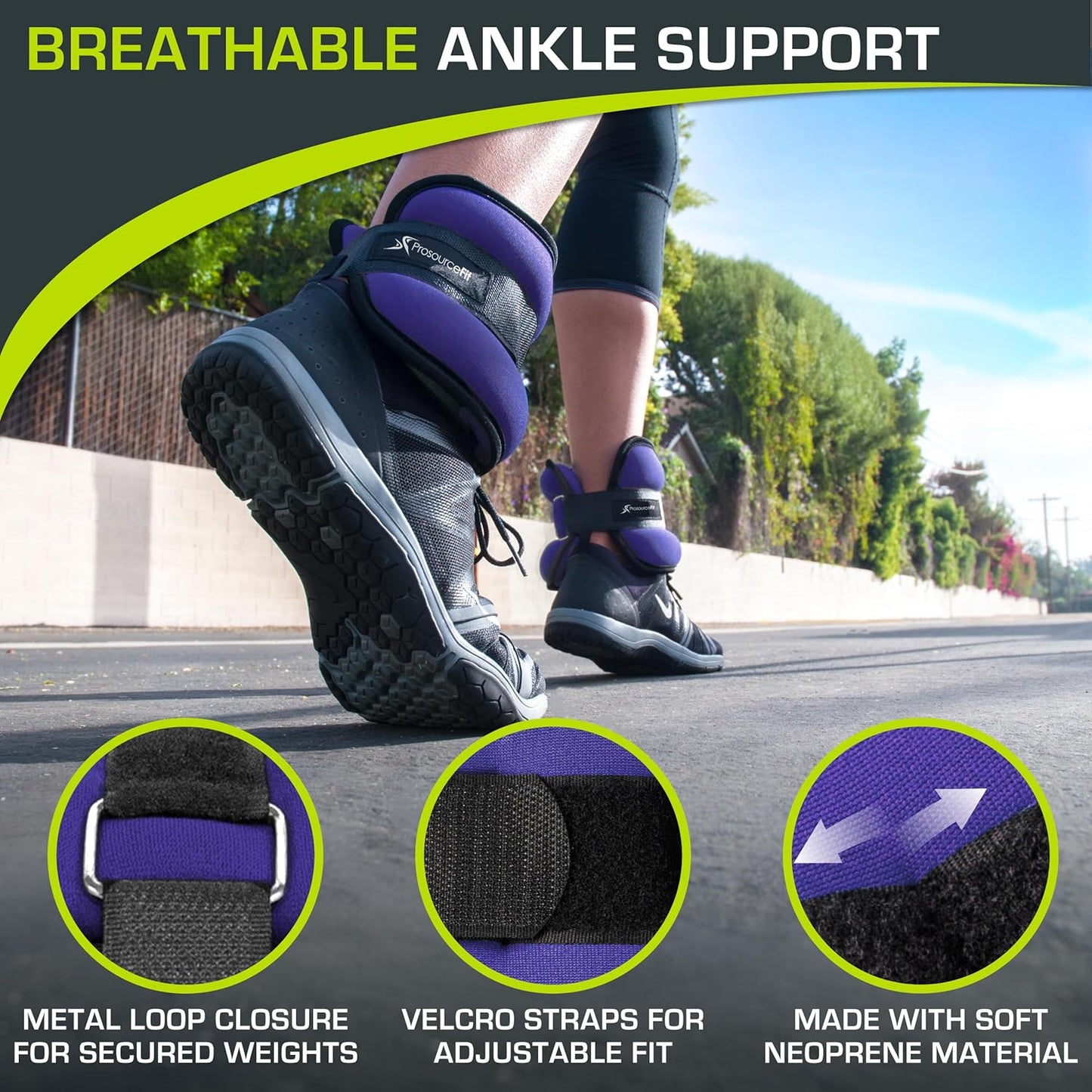 ProsourceFit Ankle/Wrist and Arm/Leg Weights Set of 2, Adjustable Strap 1 lb-5 lb, Adjustable Weight 15 lb, 10 lb, 7 lb for Men and Women